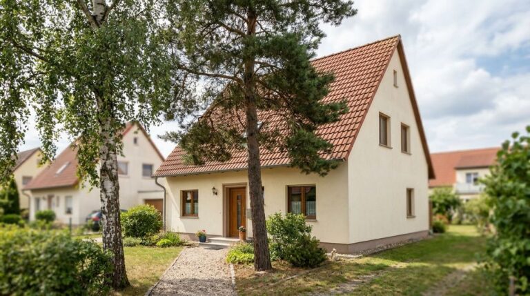 Gepflegtes Einfamilienhaus mit heller Putzfassade in einem Wohngebiet von Neuruppin